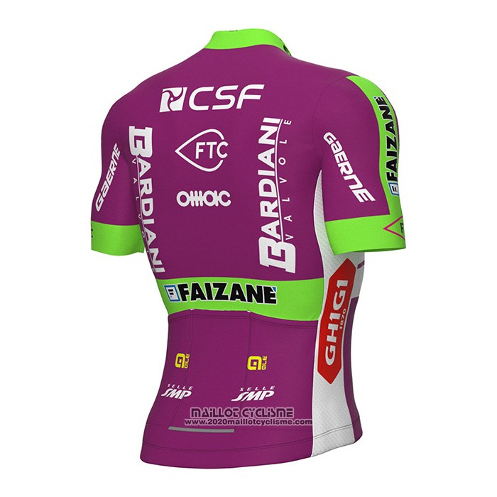 2022 Maillot Cyclisme Bardiani Csf Faizane Vert Violet Manches Courtes et Cuissard